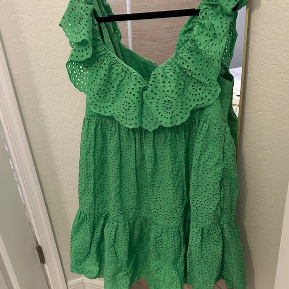 Lilly Pulitzer Tops - Lilly Pulitzer Green Eyelet Ruffle Blouse
